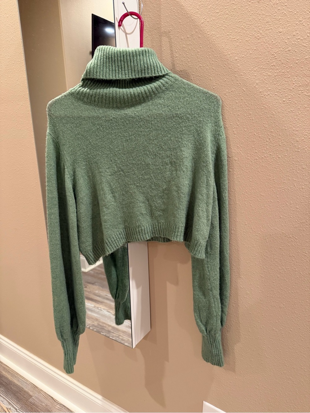 Princess Polly Cropped Turtleneck Sweater in Sage Green